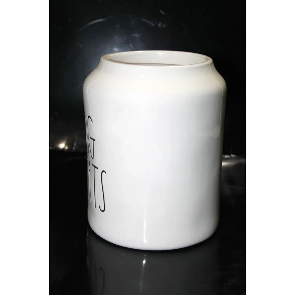 Rae Dunn Ceramic Dog Treats Canister Container No Lid 6
